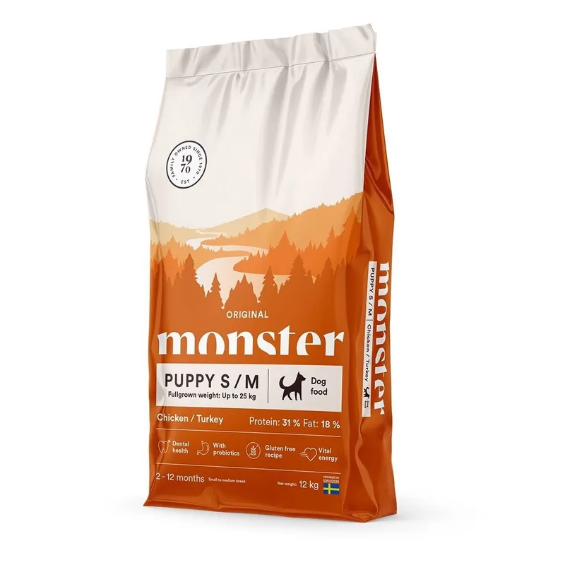 Monster Dog Puppy Small & Medium Chicken & Turkey Torrfoder till Valp