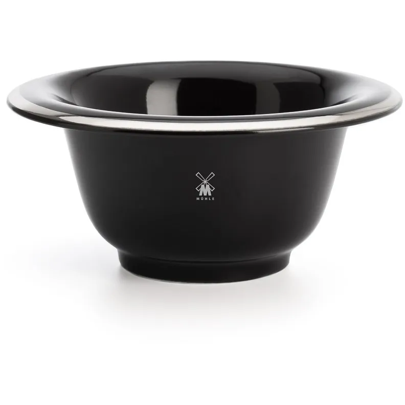 Porcelain Black Shaving Bowl Platinum Rim