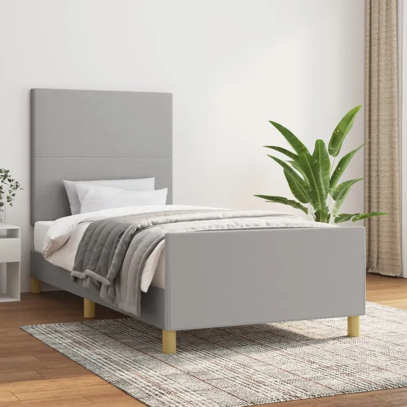 vidaXL Sängram utan madrass ljusgrå 90×200 cm tyg (#3699)