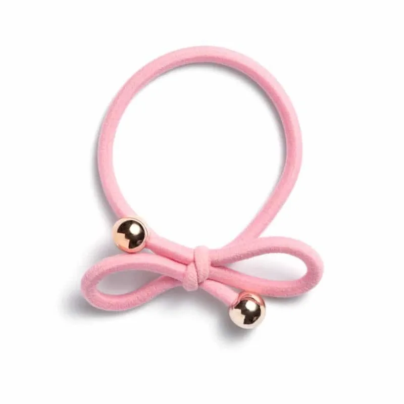 IA BON Hair Tie Gold Bead Light Pink – 1 pcs