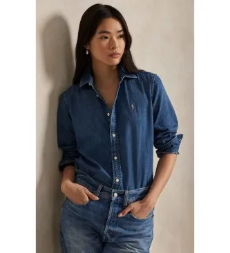 Polo Ralph Lauren för kvinnor. 211969458001 Slim Fit jeansskjorta blå (42), Casual, Bomull, Denim, Lång ärm