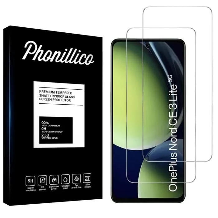 Härdat glas för OnePlus Nord CE 3 LITE 5G [Pack 2] Skärmskydd Film Phonillico®