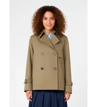 Weekend Max Mara för kvinnor. 2615021051600 Grön-brun trenchcoat Biglia (48), Casual, Bomull