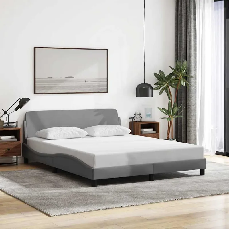 vidaXL Sängram Dover ljusgrå 160×200 cm tyg