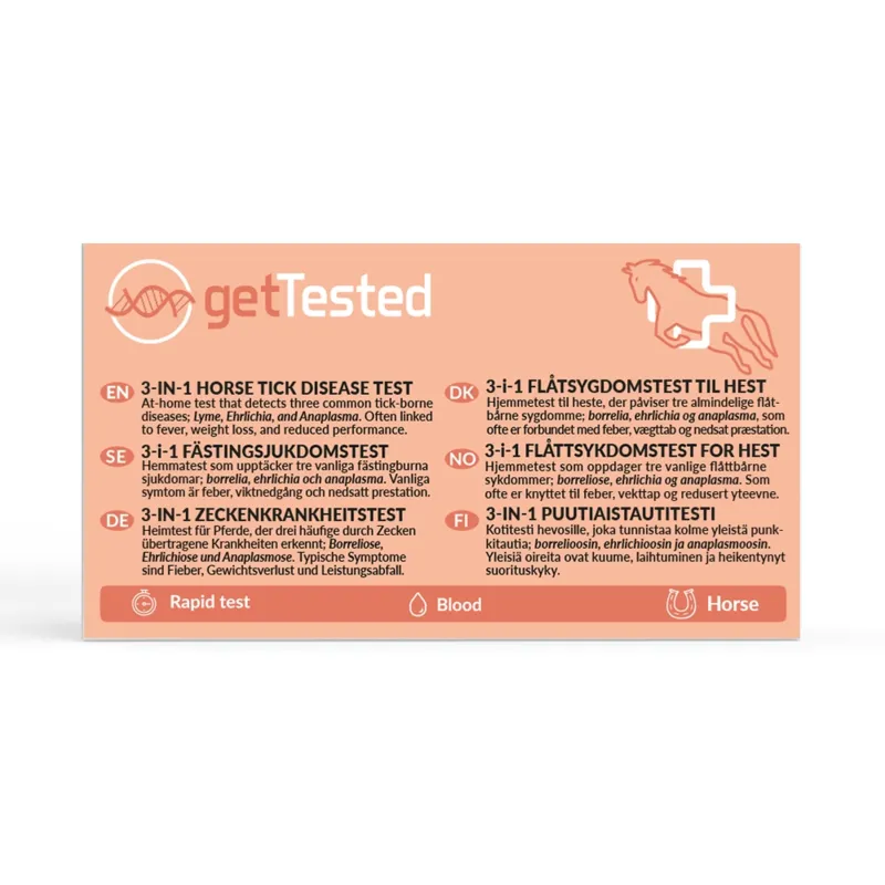GetTested 3-i-1 Fästingsjukdomstest för Hästar
