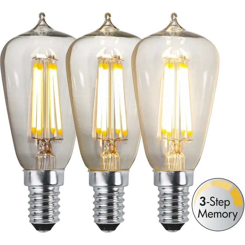 Star Trading Led-Lampa Mini Edison E14 3-stegs dimring