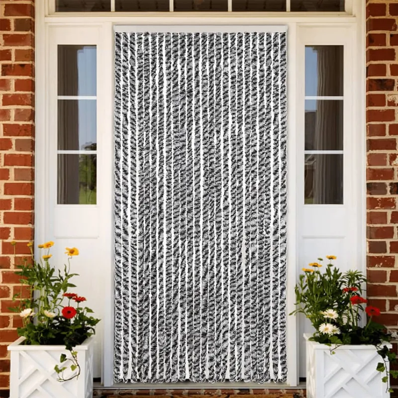 vidaXL Insektsgardin grå och svart och vit 100×230 cm chenille