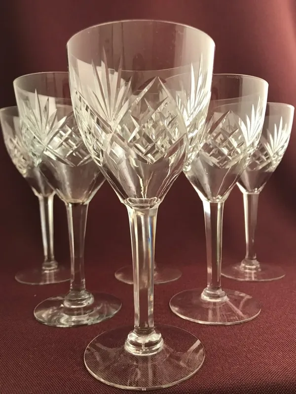 Orrefors – Helga – 6 st Rödvinsglas slipat ben design Fritz Kallenberg