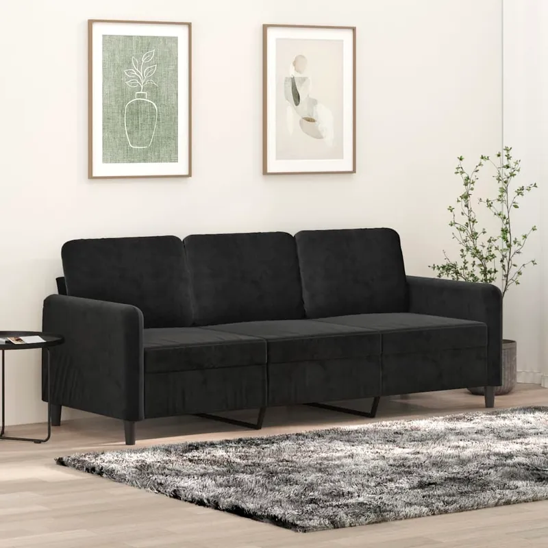vidaXL 3-sitssoffa svart 180 cm sammet (#1834)