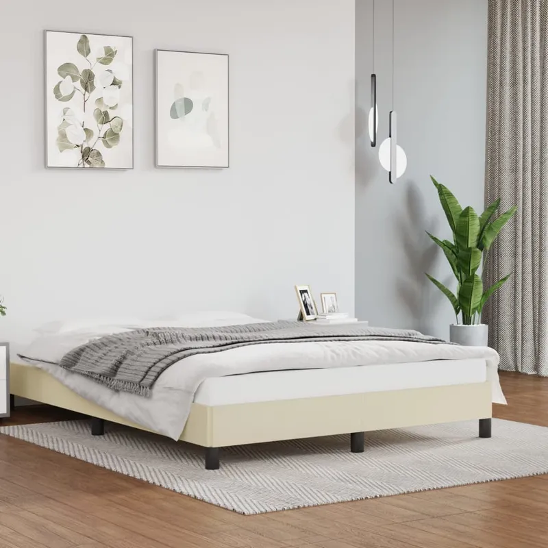 vidaXL Sängram gräddvit 140×190 cm konstläder (#9499)