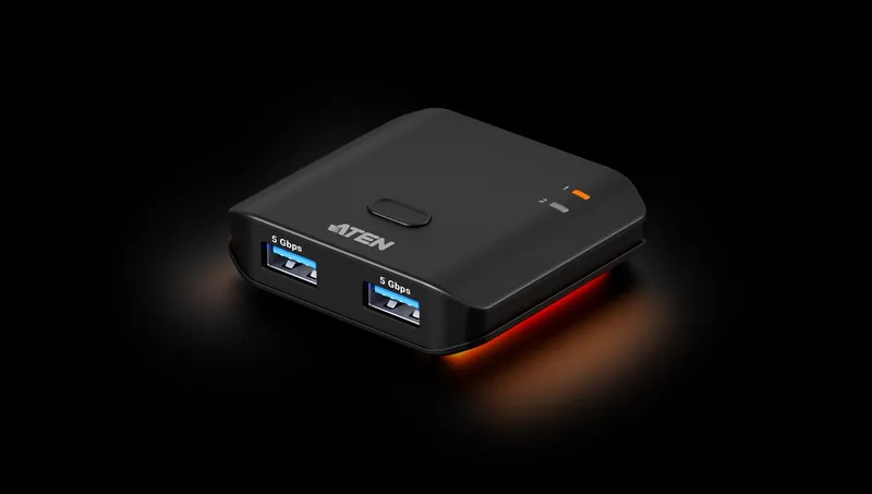 ATEN Essentials US4322 - USB peripheral sharing switch - 2 ports USB Hub - USB 3.2 - 2 porte - Svart