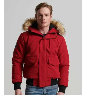Superdry för män. M5011113A Everest röd bomberjacka (L), Casual, Polyester, Lång ärm