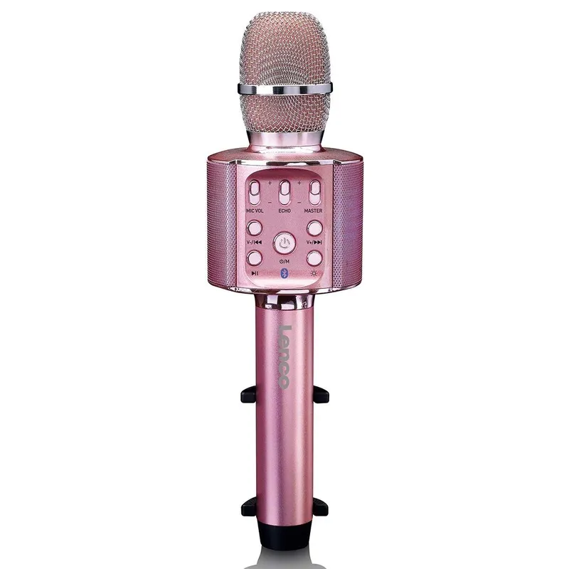 Bluetooth Karaoke Mikrofon med Högtalare och Lampor, Rosa