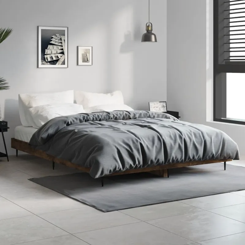 vidaXL Sängram rökfärgad ek 135×190 cm konstruerat trä