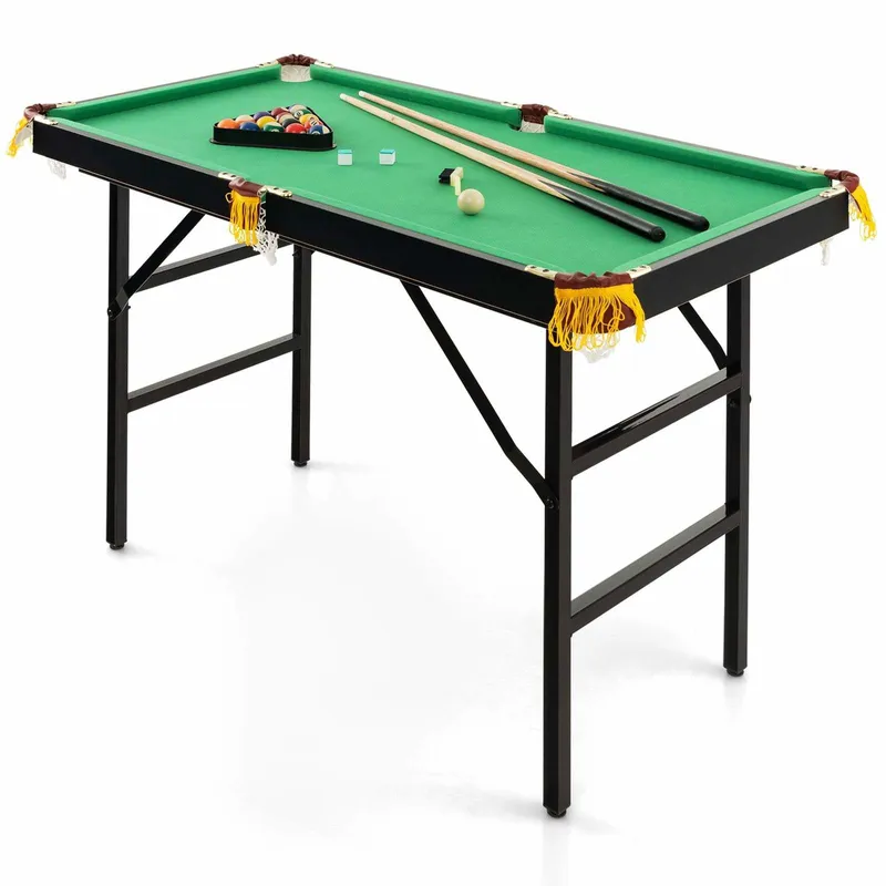 Hopfällbart biljardbord med tillbehör - 122 cm, grönt