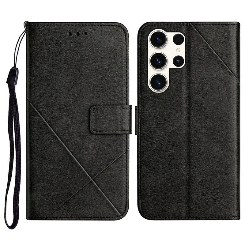 Plånboksfodral för Samsung Galaxy S26 Ultra Konstläder med handledsrem – Svart