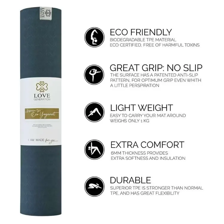 Yogamatta Eco TPE 6mm Brilliant Blue - Love Generation