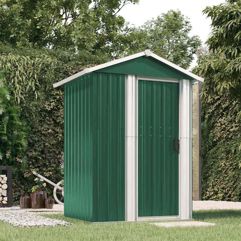 vidaXL Trädgårdsskjul grön 126×97,5×177 cm galvaniserat stål