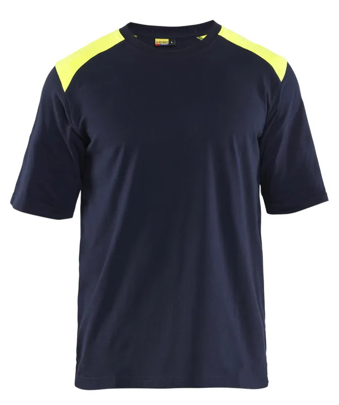Blåkläder 347617378933XS T-shirt marinblå/gul, flamskydd XS