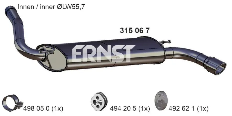 Bakre ljuddämpare ERNST 315067