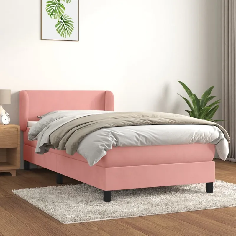 vidaXL Ramsäng med madrass rosa 100×200 cm sammet