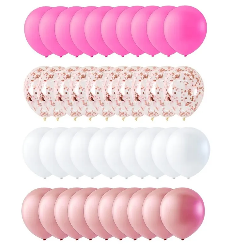 Rosa Och Vita Ballonger Konfetti Latex Biologiskt Nedbrytbara Festdekoration 40-pack