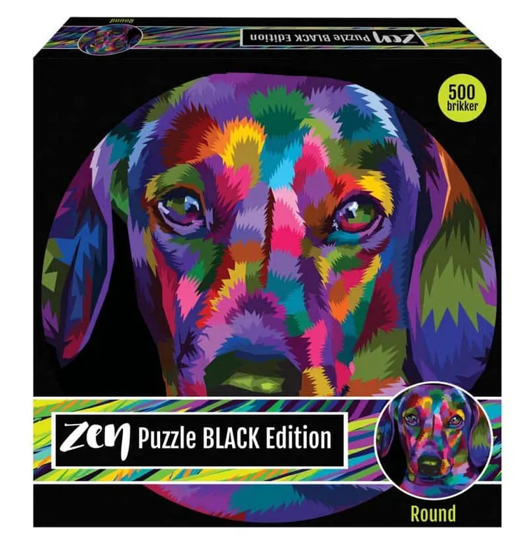 Zen Black Edition Runt Pussel – Hund 500 bitar