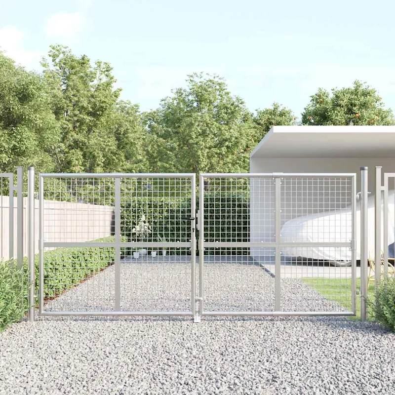 vidaXL Trädgårdsgrind i nät silver 300×125 cm galvaniserat stål
