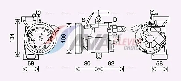 AC-kompressor AVA COOLING SYSTEMS TOAK734