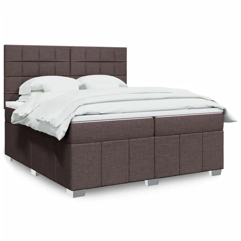 vidaXL Ramsäng med madrass mörkbrun 200×200 cm tyg (#9601)