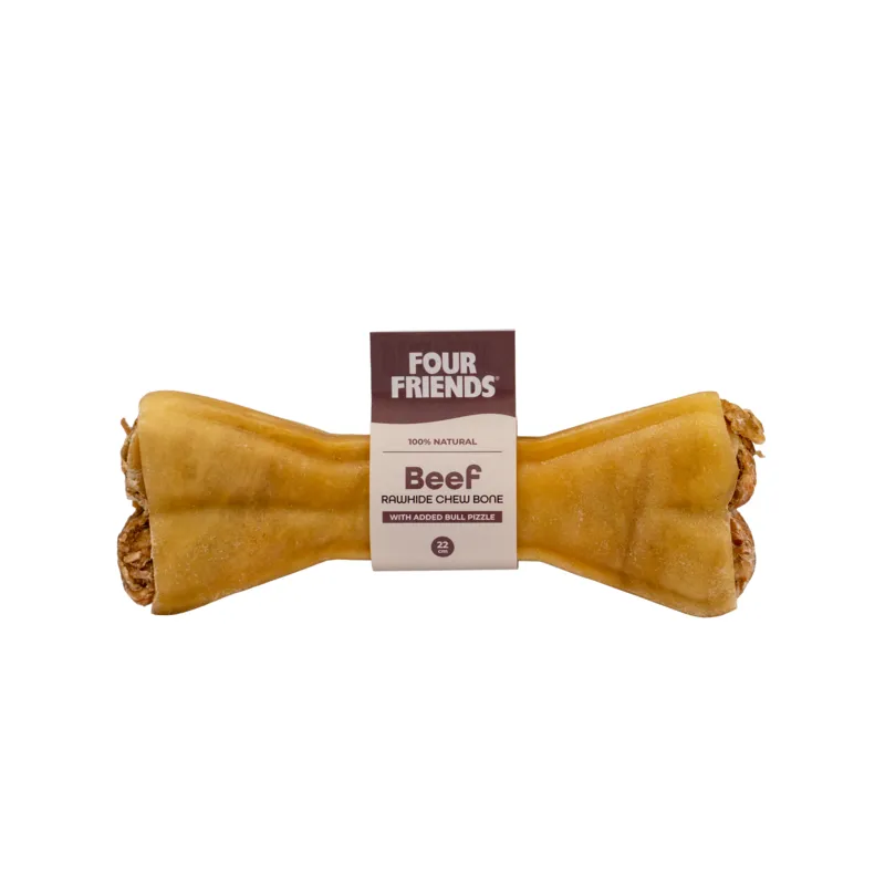 Natural Chews Beef Rawhide Chew Bone with Bull Pizzle till Hund - 22 cm