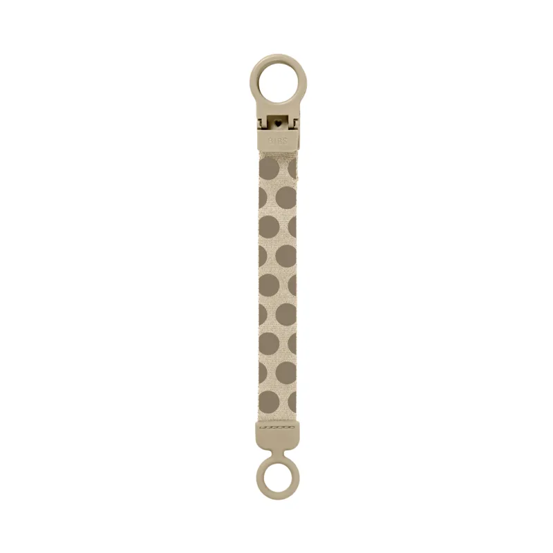 BIBS Studio Pacifier Clip Loop Polka Mega Vanilla Dark Oak
