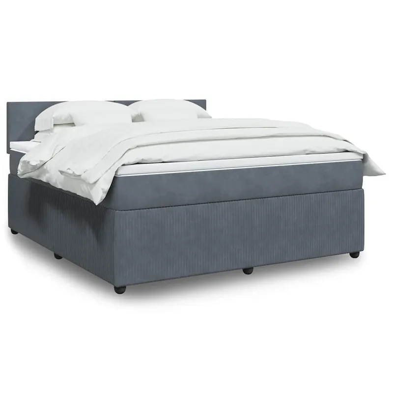 vidaXL Ramsäng med madrass mörkgrå 180×200 cm sammet (#9834)