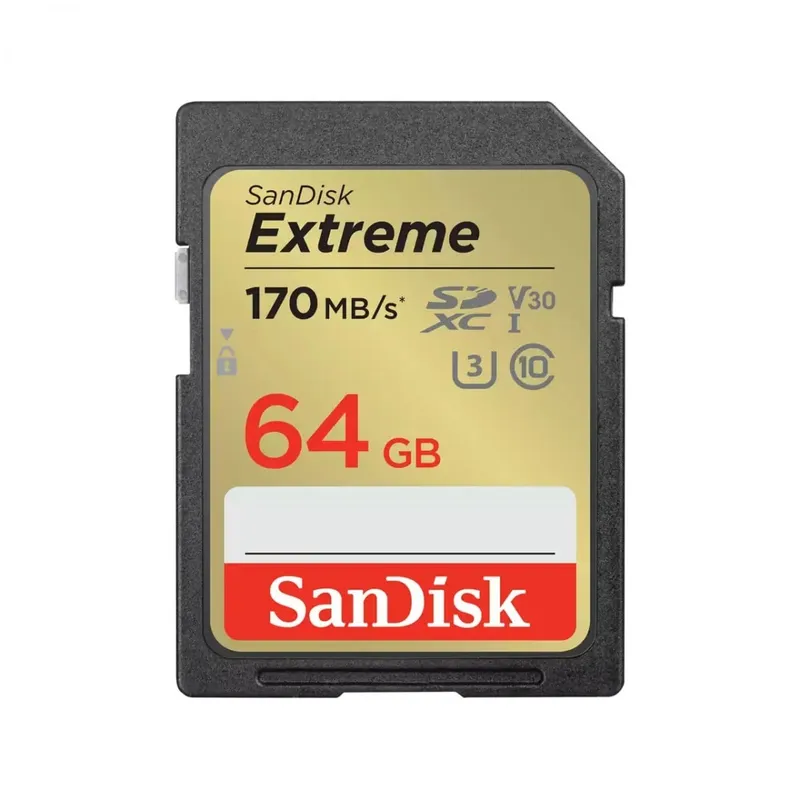 SanDisk Extreme SDXC minneskort 64 GB 170/80 MB/s UHS-I V30 SDSDXV2-064G-GNCIN