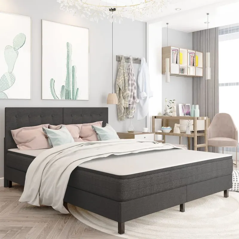 vidaXL Sänggavel mörkgrå tyg tuftad 160×200 cm