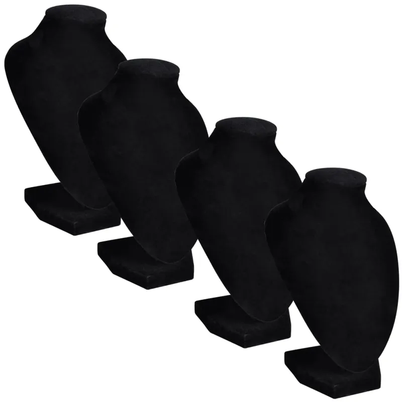 Smyckeshållare 9×8,5×15 cm flanell MDF svart 4-pack