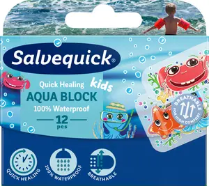 Salvequick Aqua Block Kids barnplåster 12 st