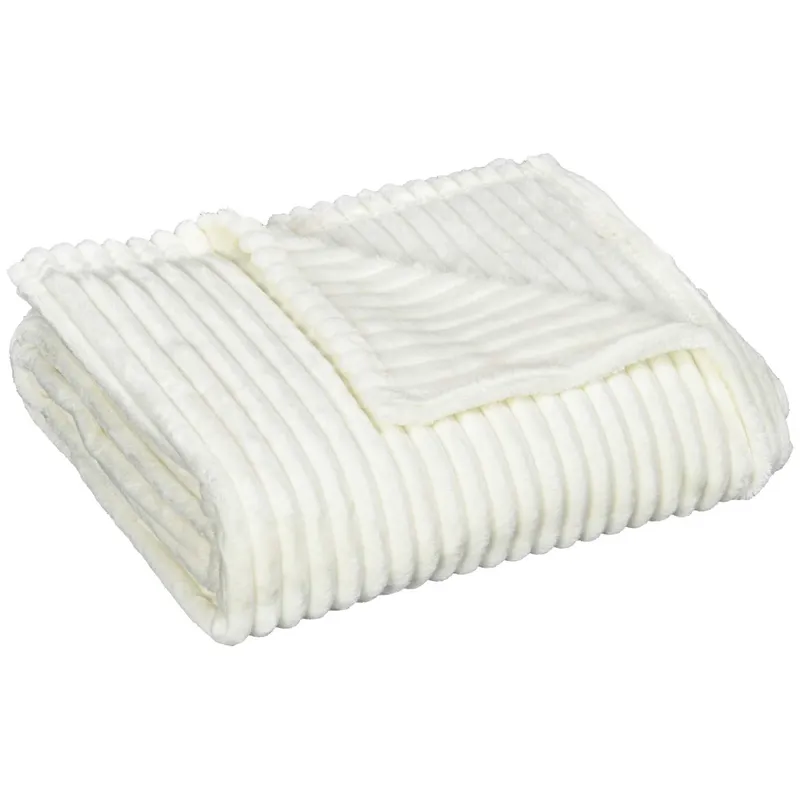 Fluffig Fleecefilt 203×152 cm, Krämfärgad Soffpläd