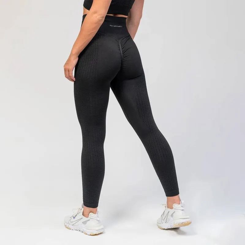V3 Apparel Empower Seamless Scrunch Leggings - Black - XS - Kvinnor