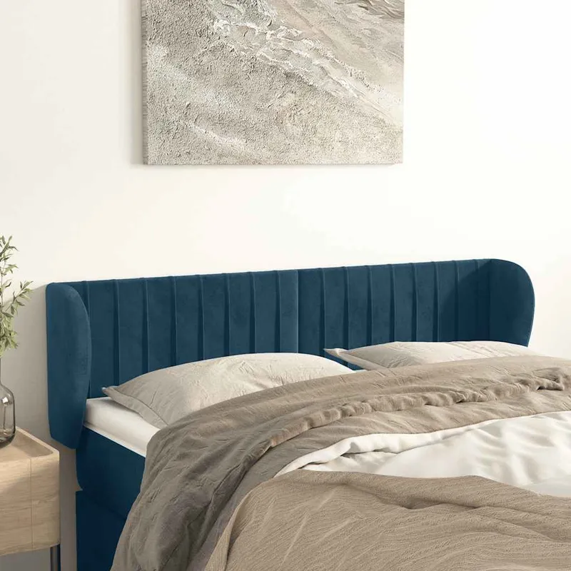 vidaXL Sänggavel med kanter blå 147x23x78/88 cm sammet (#2986)
