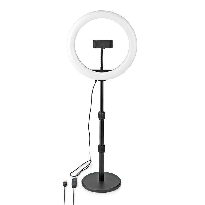Ringljus | 10 inch | 120 LED’s | 2700 - 6700 K | Skrivbord | Svart