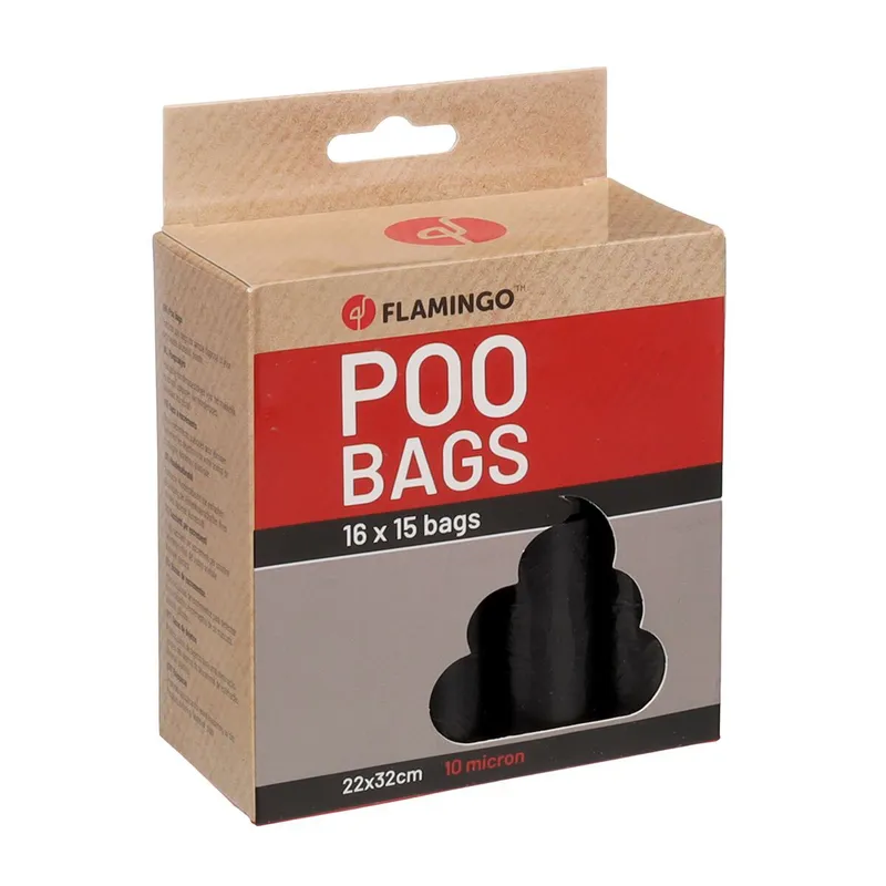 Flamingo Basic Blekz Hundbajspåsar Svart 16×15-pack