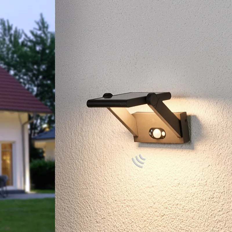Vakerian Solcelle Vägglampa w/Sensor Graphite - Lucande Valerian - Modern - Metall - Med en ljuskälla