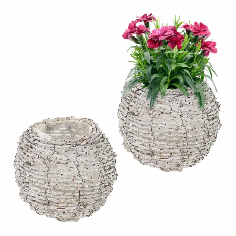Rund blomkruka - set om 2