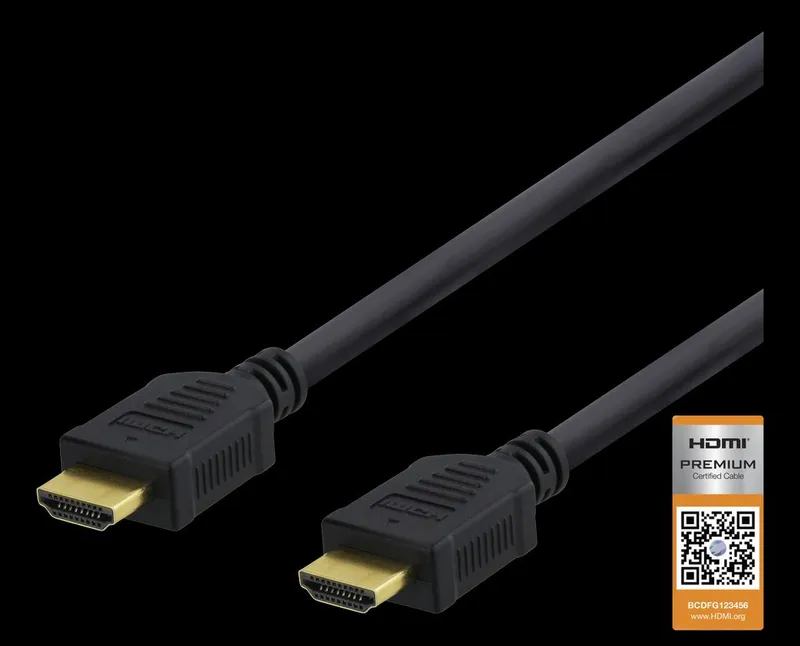 DELTACO High-Speed Premium HDMI-kabel, 1m, Ethernet, 4K UHD, svart
