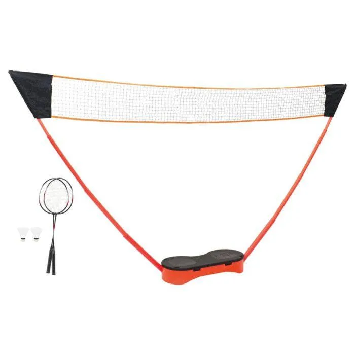 vidaXL Badmintonset med 2 racketar, nät och förvaring 292x30x152 cm