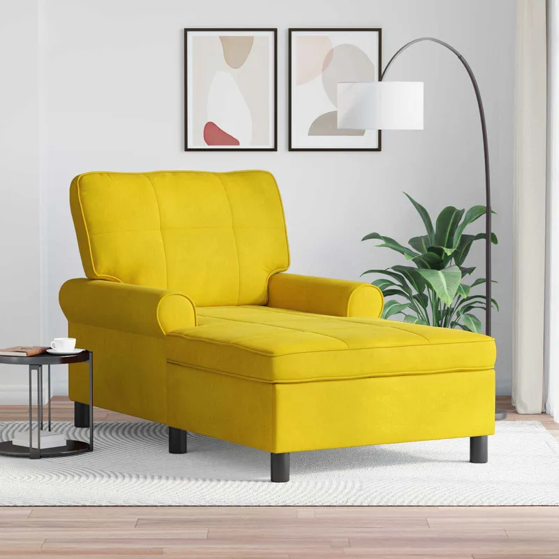 vidaXL Chaise Lounge med kudde Gul 91 x 157 x 91 cm Sammet