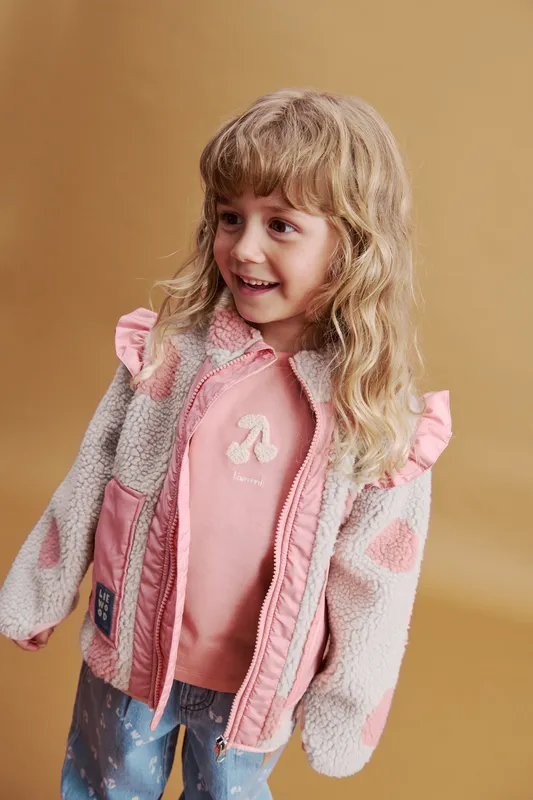 Liewood Fleecejacka – Teddy – Noam – Spot Dot Sandy/Rose Blush M (#8376)