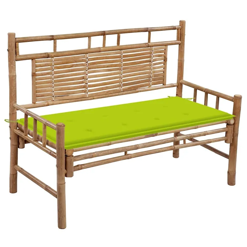 vidaXL Trädgårdsbänk med dyna 120 cm bambu (#8116)