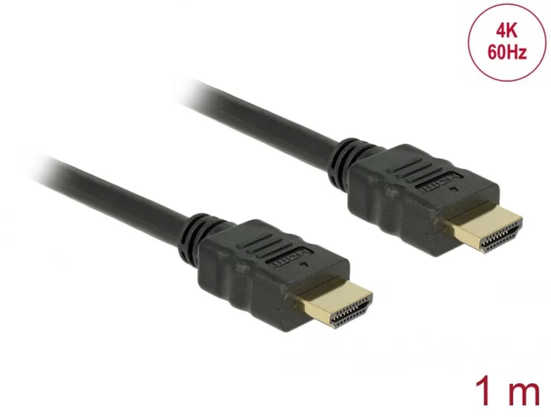 Delock HDMI-kabel med hög hastighet och Ethernet HDMI A-hane till HDMI A-hane 3D 4K 1 m